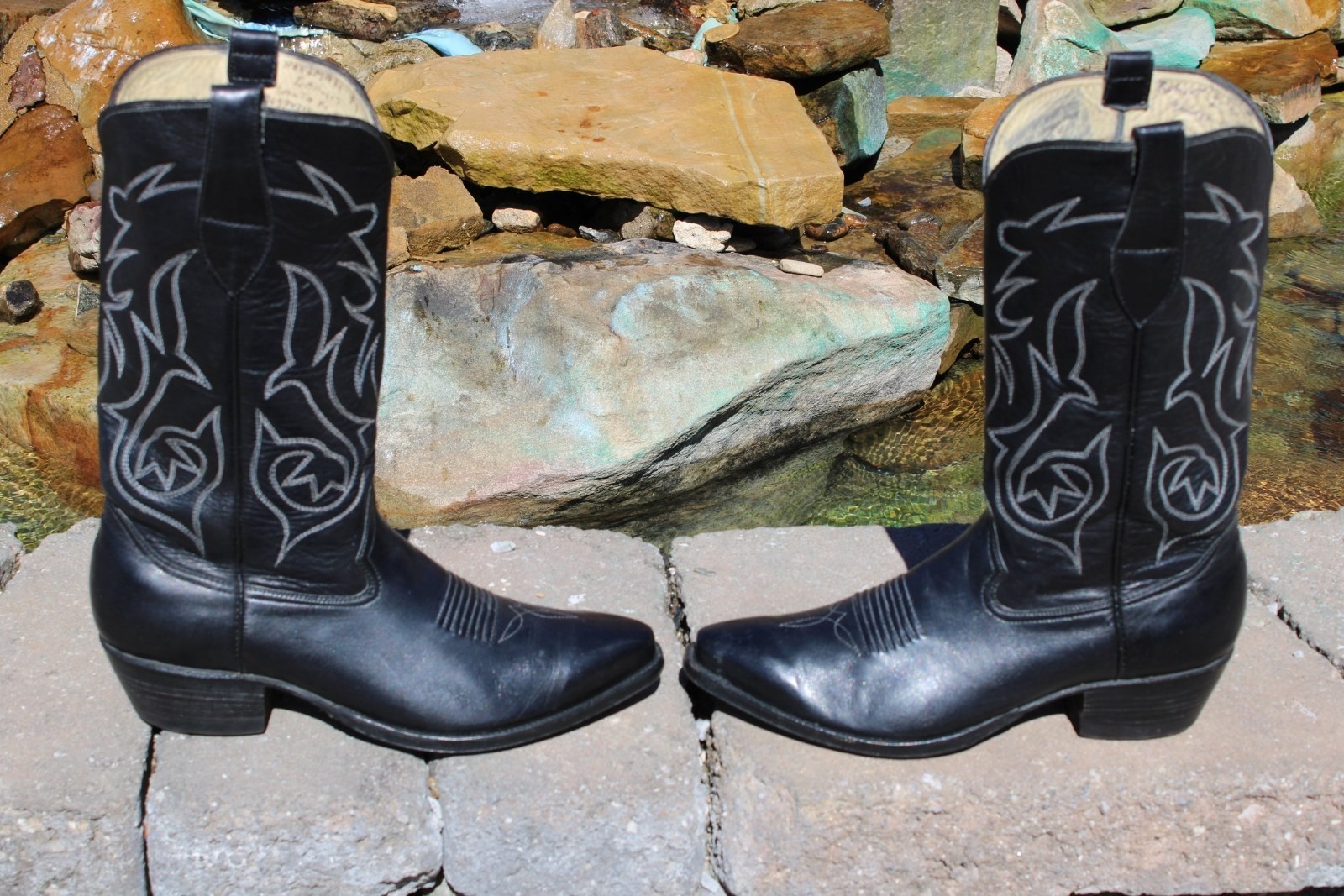 David Gallegos black kangaroo Men\'s Western Cowboy Boots Approx Size 9D