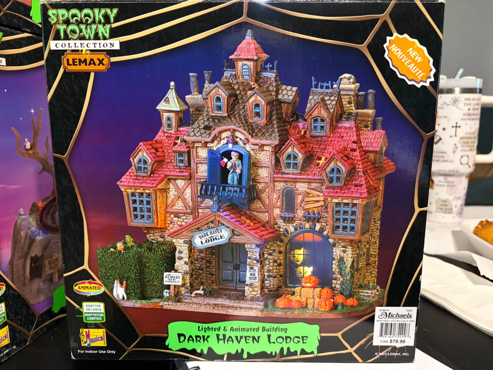 LEMAX SPOOKY TOWN Dark Haven Lodge #75499 RARE LIGHTED ANIMATED MUSICAL RETIRED