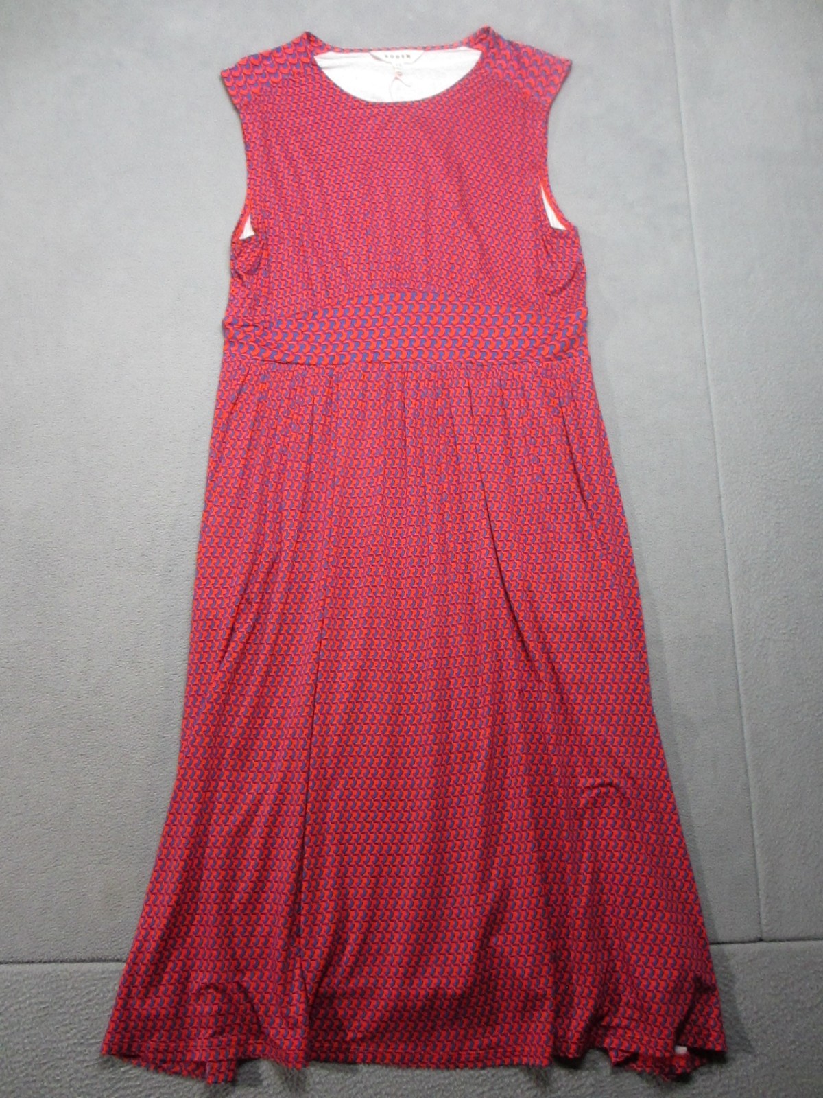 Boden Dress Womens 14R Red Blue Arc Geometric Midi Thea Sleeveless Cocktail Boden Dress Womens 14R Red Blue Arc Geometric Midi Thea Sleeveless Cocktail