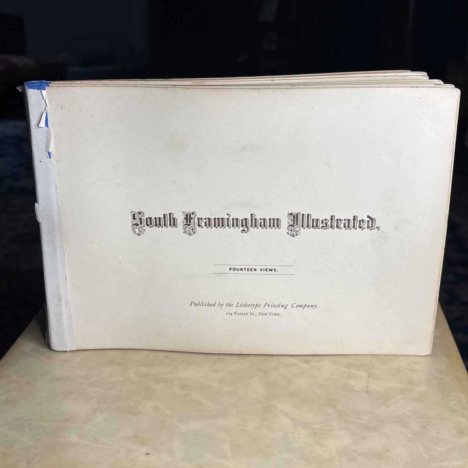 Antique South Framingham Massachusetts Illustrated Lithograph Lithotype Print