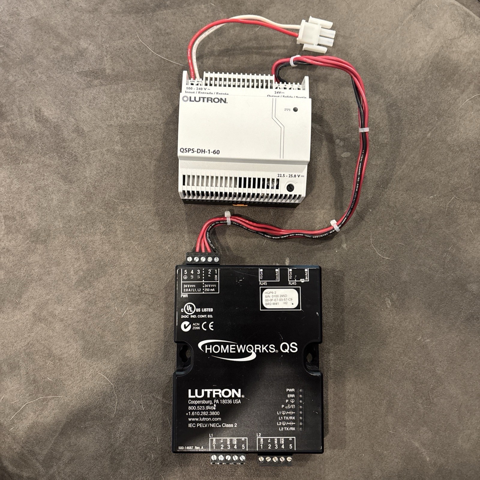 Lutron HOMEWORKS QS HQP6-2 Processor w/ QSPS-DH-1-60 power supply - USED WORKING