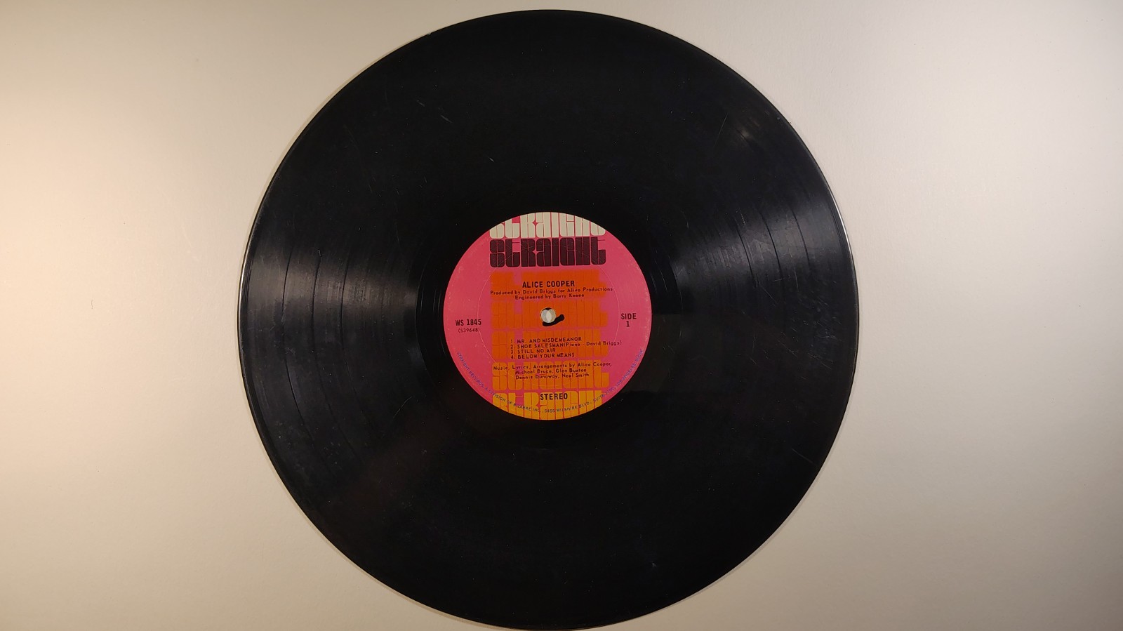 Alice Cooper Easy Action 1970 Pink Straight WS1845 Santa Maria 1B/1D LP Only