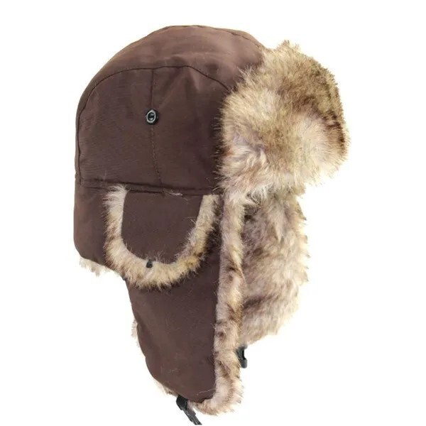Brown Winter Mens Ushanka Aviator Trapper Hat Russian Trooper Flap Faux Fur Cap Brown Winter Mens Ushanka Aviator Trapper Hat Russian Trooper Flap Faux Fur Cap