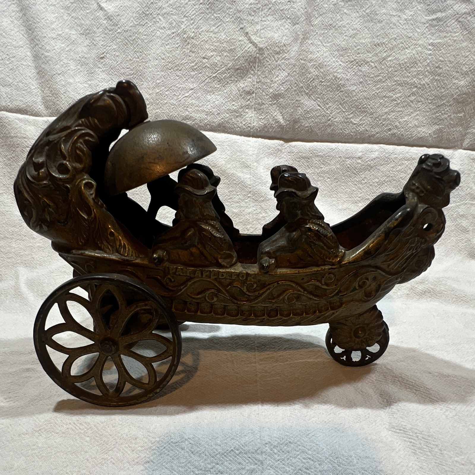 Antique 1892 J & E Stevens Co Cast Iron Landing of Columbus Pull Toy Antique 1892 J & E Stevens Co Cast Iron Landing of Columbus Pull Toy