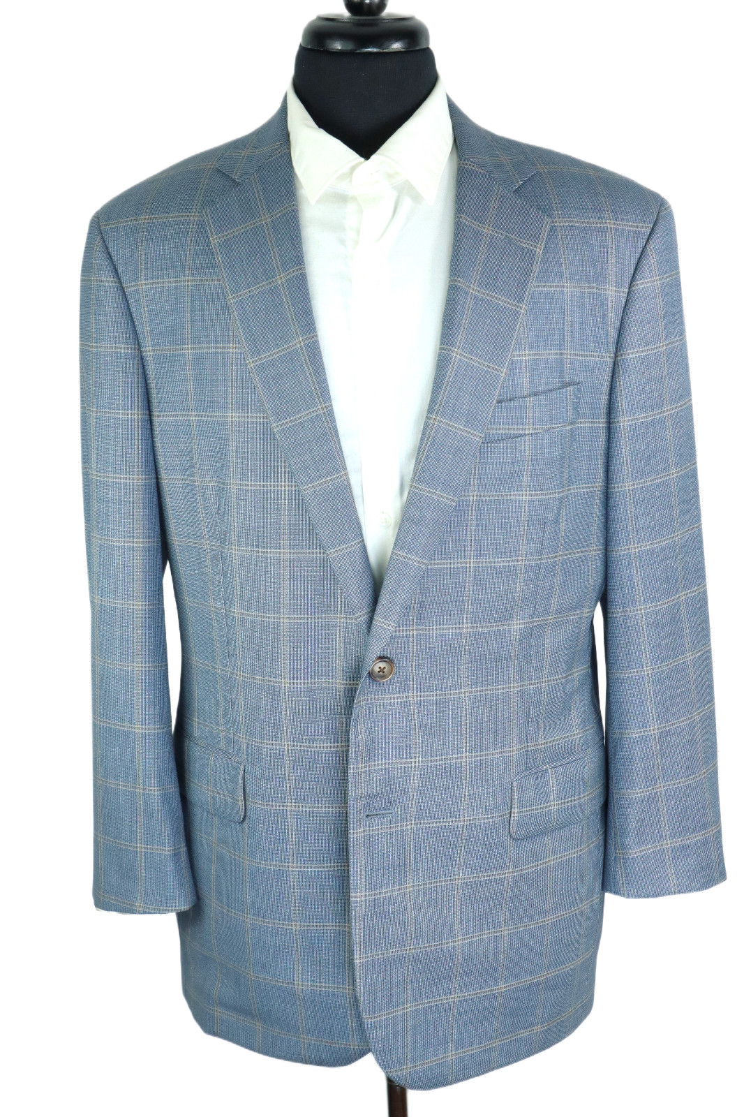 Brooks Brothers Madison Brookscool Full Canvas Slate Blue Windowpane Jacket 42R Brooks Brothers Madison Brookscool Full Canvas Slate Blue Windowpane Jacket 42R