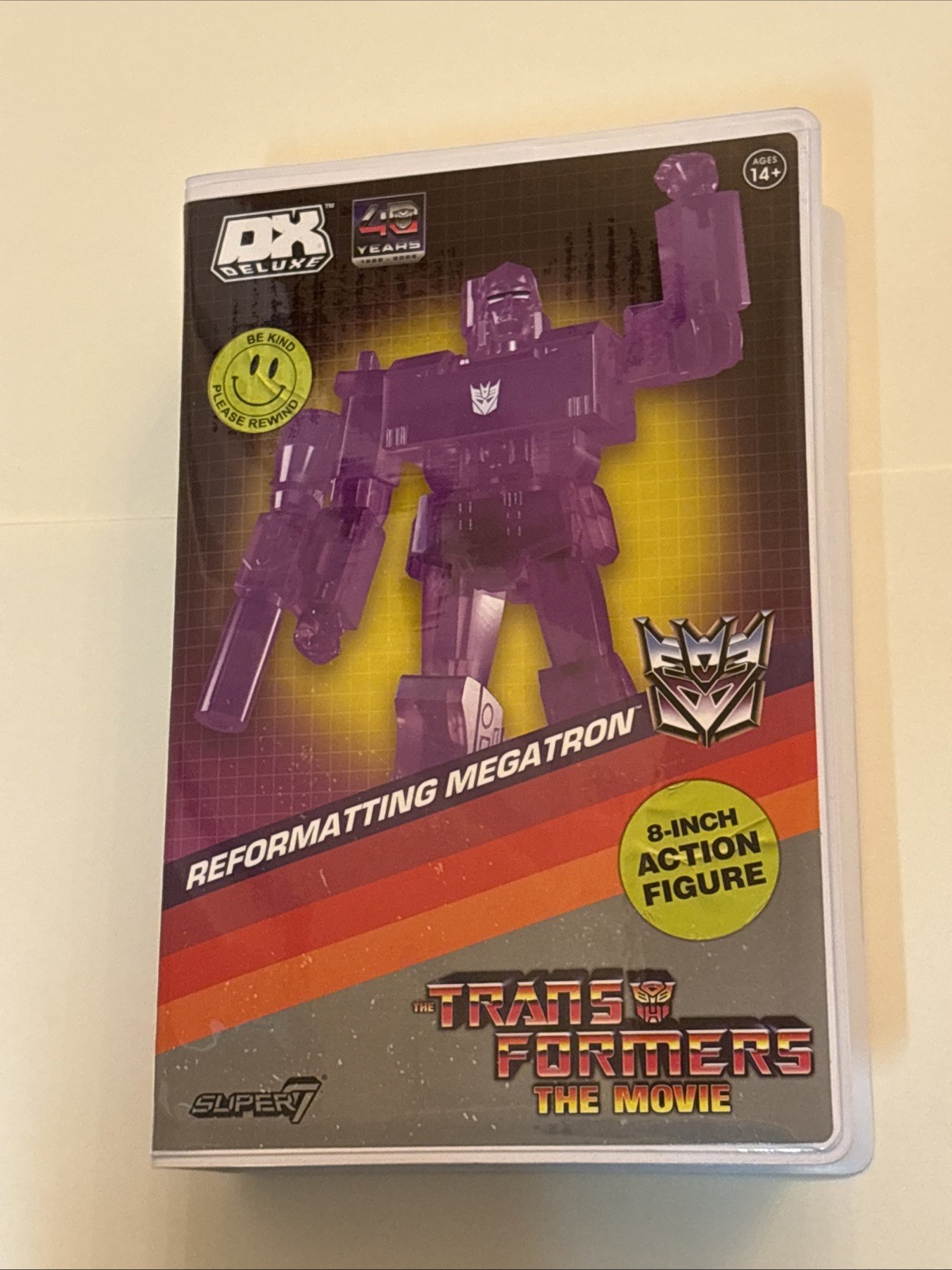 Super7 Transformers The Movie VHS Box Reformatting Megatron 8” Action Figure New Super7 Transformers The Movie VHS Box Reformatting Megatron 8” Action Figure New