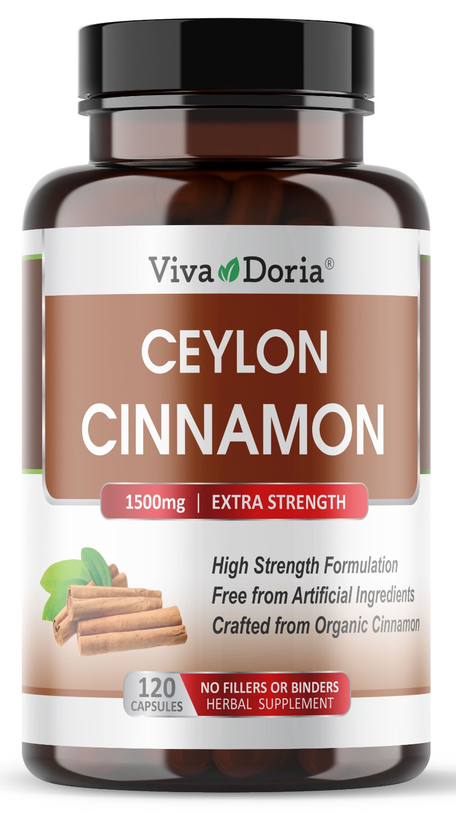 Viva Doria Ceylon Cinnamon 1500 mg, 120 Vegetable Capsules