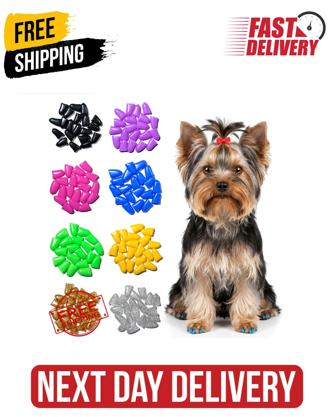 Dog Nail Caps 100 Pcs – Dog Toe Grips & Traction Aid for Senior Dogs