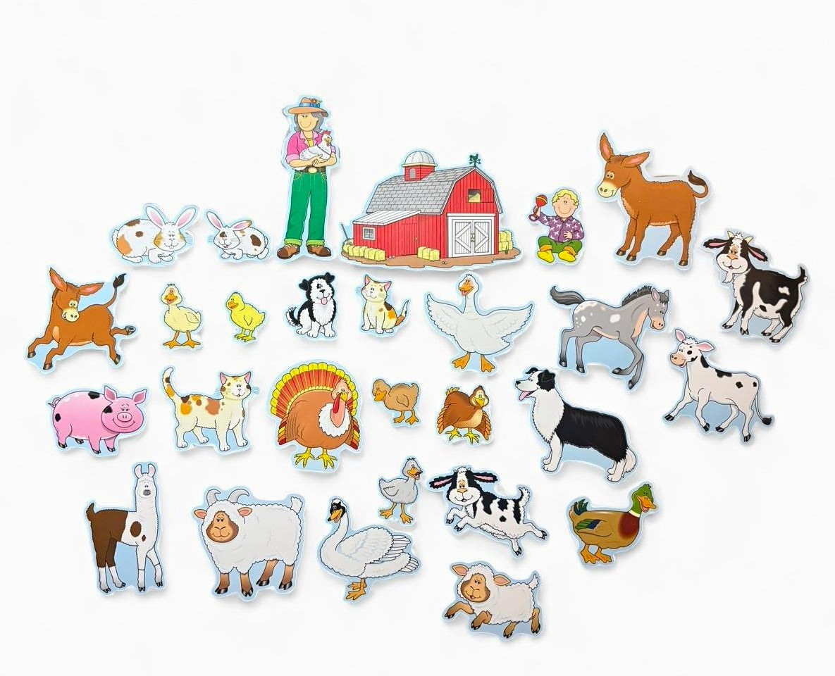 vintage 90s-2000s carson dellosa farmer & farm animal class bulletin board decor