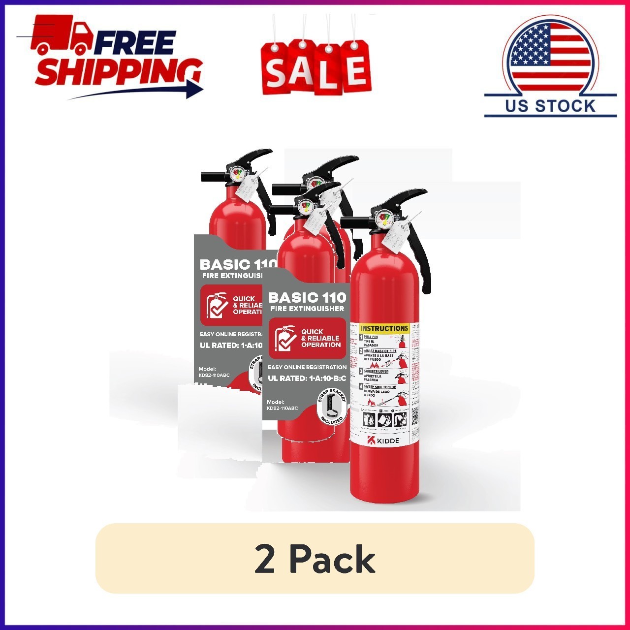 (2 pack) Kidde Basic Fire Extinguisher for Home, Residential 1A10BC (2 pack) Kidde Basic Fire Extinguisher for Home, Residential 1A10BC