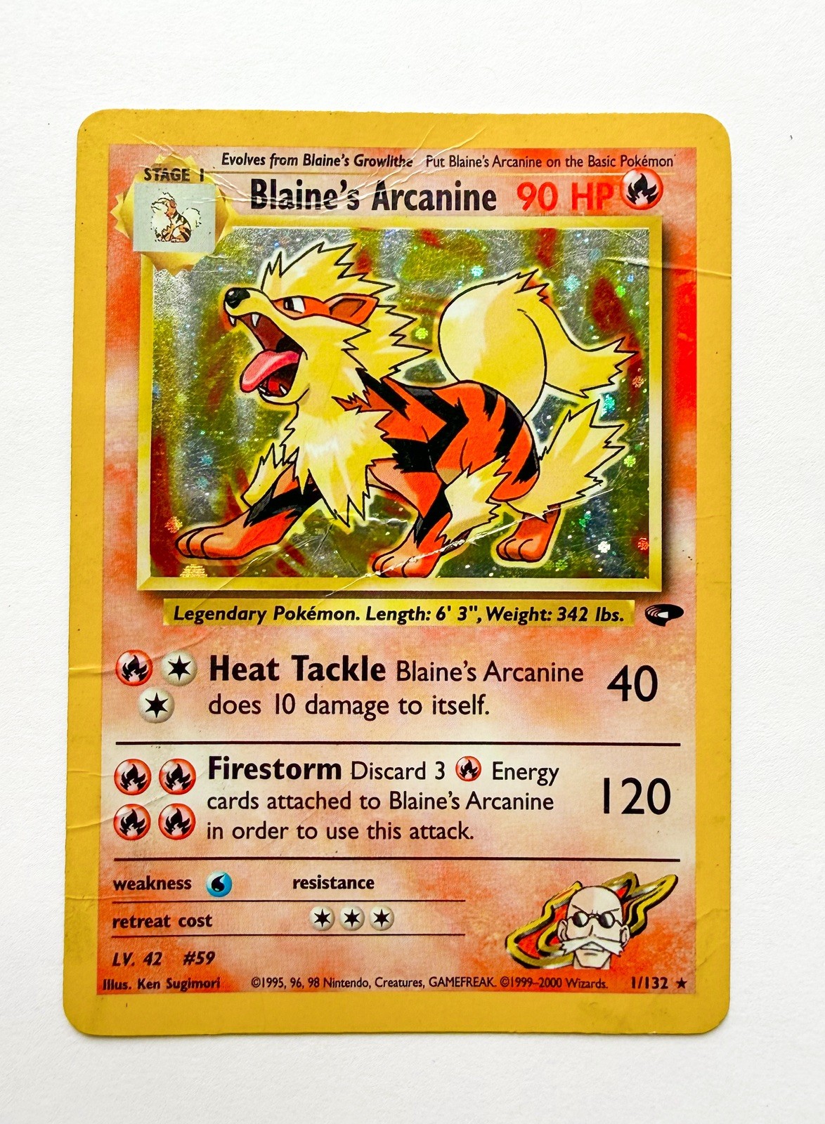 2000 POKEMON GYM CHALLENGE 1/132 BLAINE'S ARCANINE Holo Vintage HVY LOVE ❤️ 
