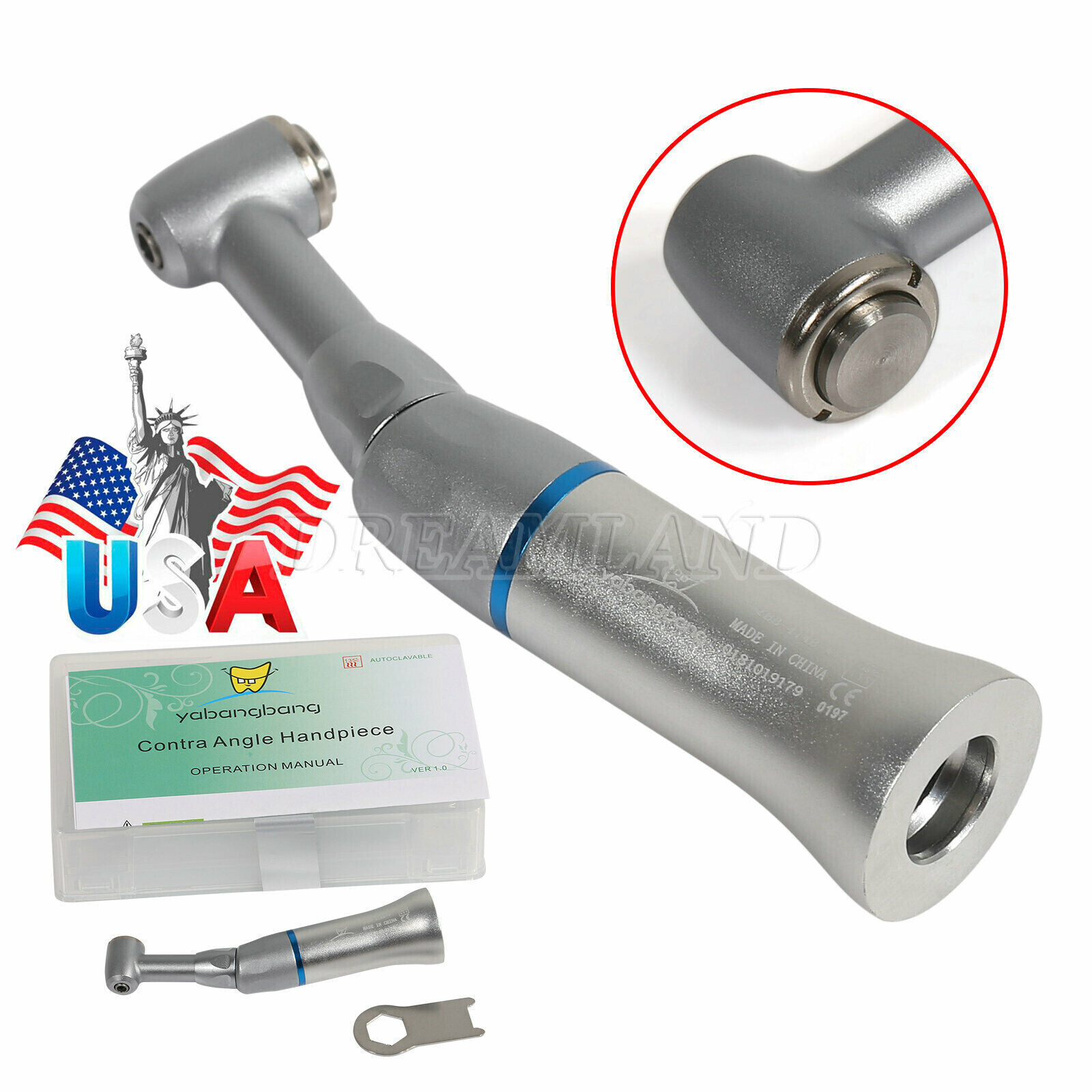 Dental Slow Speed Handpiece Contra Angle Straight Air Motor 2/4 Hand piece Drill