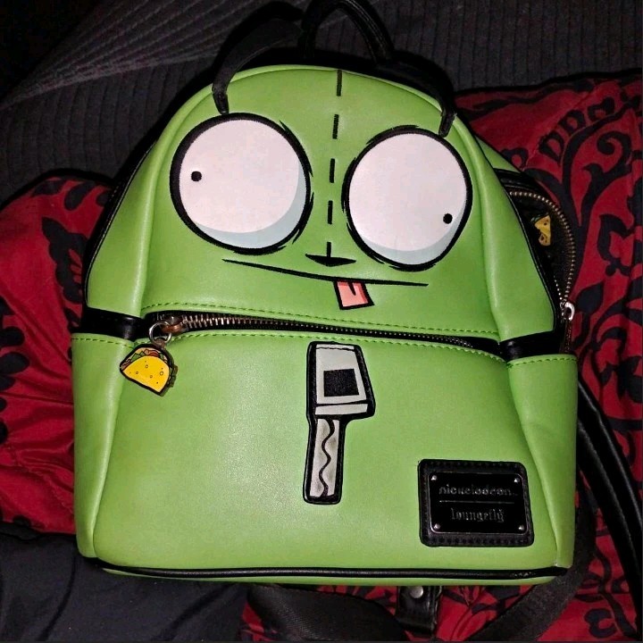 Loungefly Nickelodeon Invader Zim Gir Green Mini Backpack with Taco Charm Loungefly Nickelodeon Invader Zim Gir Green Mini Backpack with Taco Charm