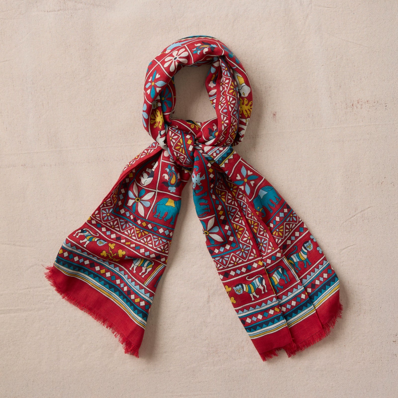 Drake’s Elephants and Flowers Print Tubular Wool-Silk Scarf / RRP £275 / New Drake’s Elephants and Flowers Print Tubular Wool-Silk Scarf / RRP £275 / New
