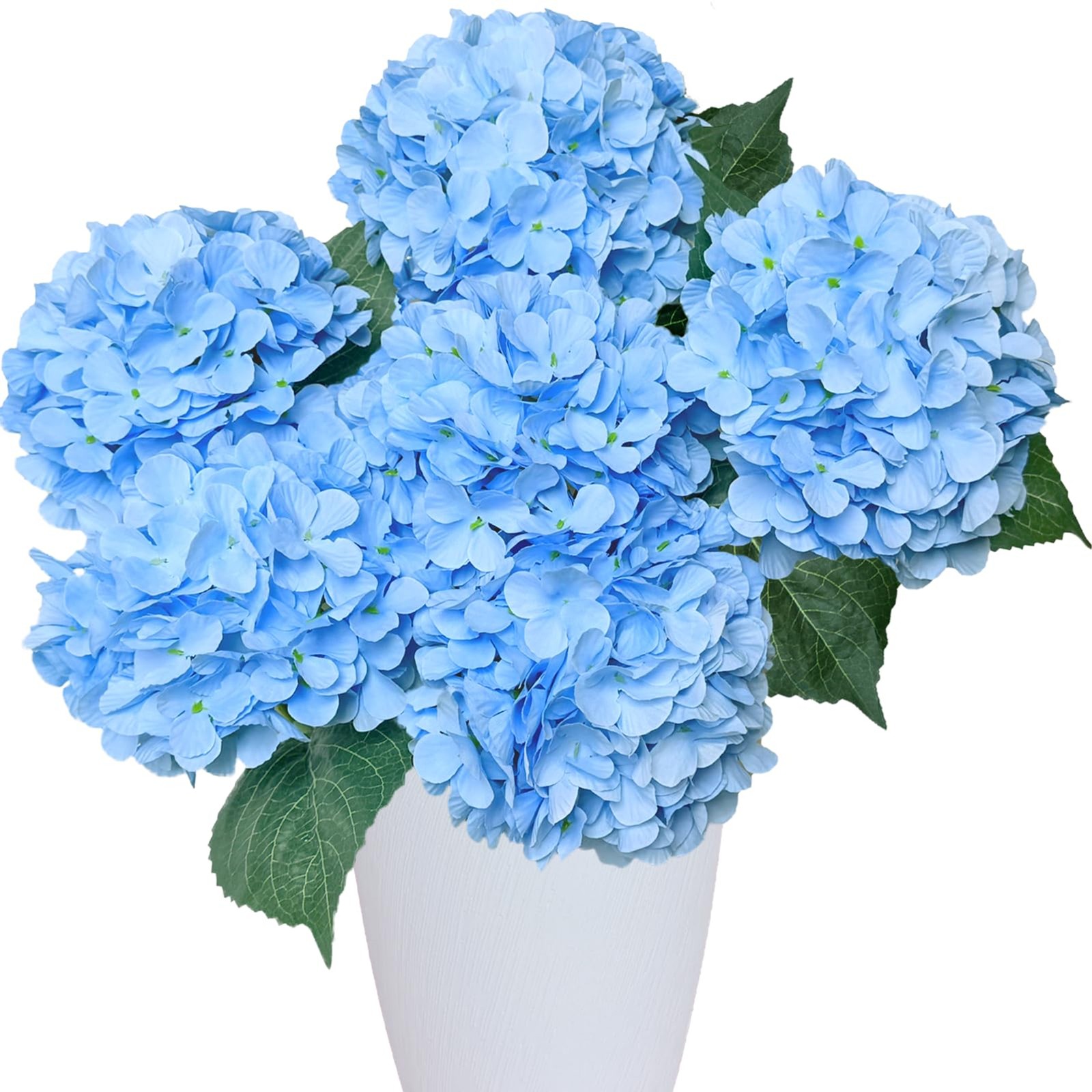 6PCS Blue Hydrangea Artificial Flowers Silk Faux Hydrangeas