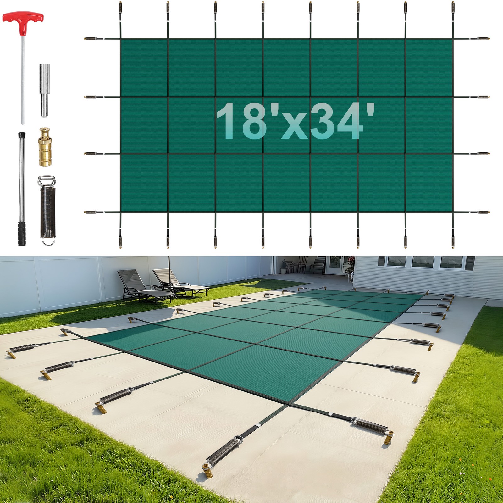 Uimoso Rectangular Pool Safety Cover for 16x32ft Inground Pools