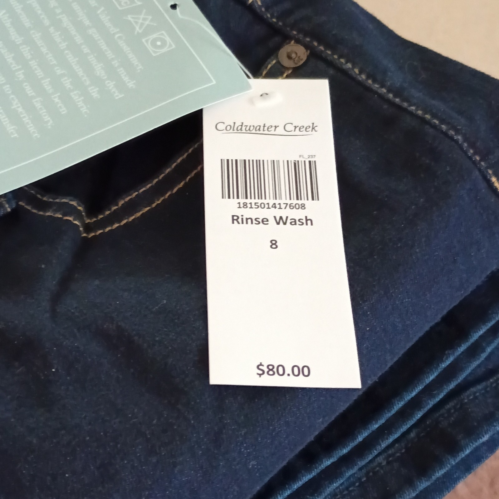 NWT Coldwater Creek Size 8 Mid Rise Slim Leg Women\'s Jeans Dark Rinse Wash NWT Coldwater Creek Size 8 Mid Rise Slim Leg Women\'s Jeans Dark Rinse Wash