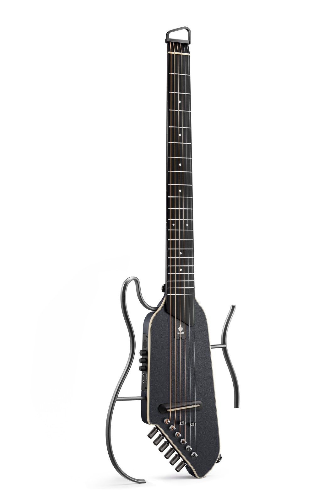 Donner HUSH I EVO 2 Headless Acoustic Guitar Bundle Built-in Tuner & Case Black Donner HUSH I EVO 2 Headless Acoustic Guitar Bundle Built-in Tuner & Case Black