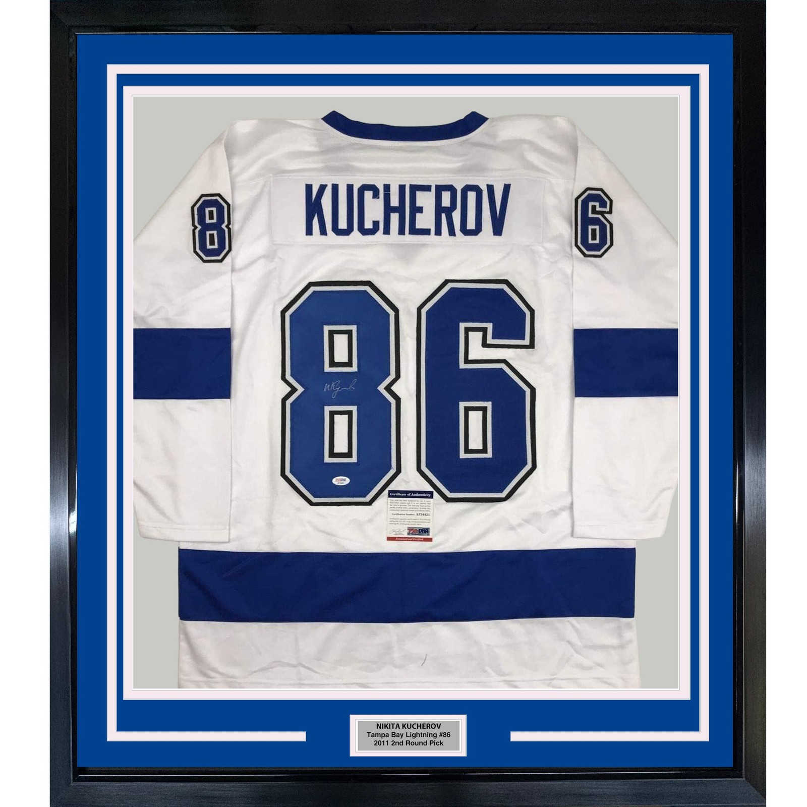 Framed Signed Nikita Kucherov 35x39 Tampa Bay White Jersey PSA COA Framed Signed Nikita Kucherov 35x39 Tampa Bay White Jersey PSA COA