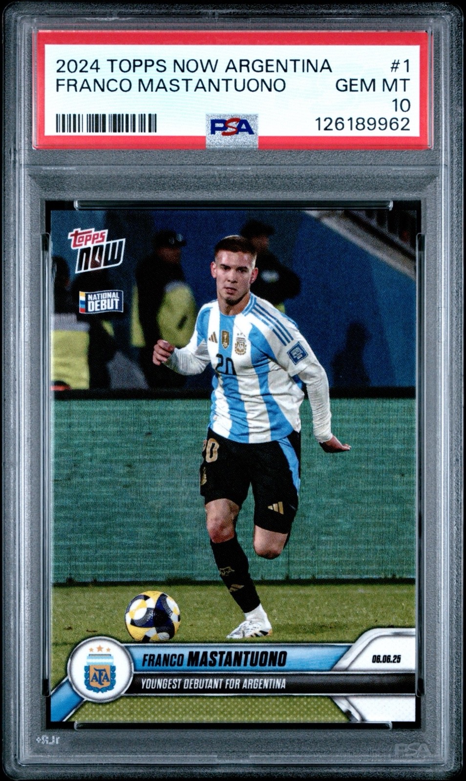 PSA 10 Franco Mastantuono Rookie 2024-25 Topps Now Argentina - #001 /7463 (RC)