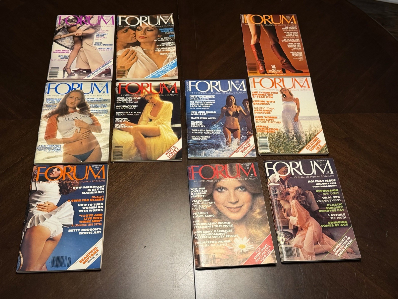 Vintage Penthouse Forum Magazine Lot 1977 Near Complete Year 10 Issues Excellent