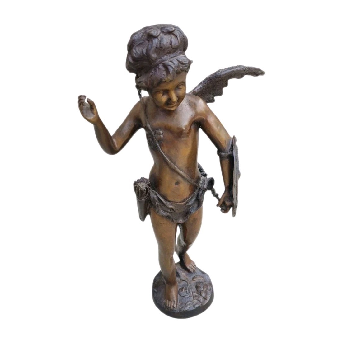 19th Century Cupid Cherub Solid Bronze Wax Cast Detailed 20\ 19th Century Cupid Cherub Solid Bronze Wax Cast Detailed 20\