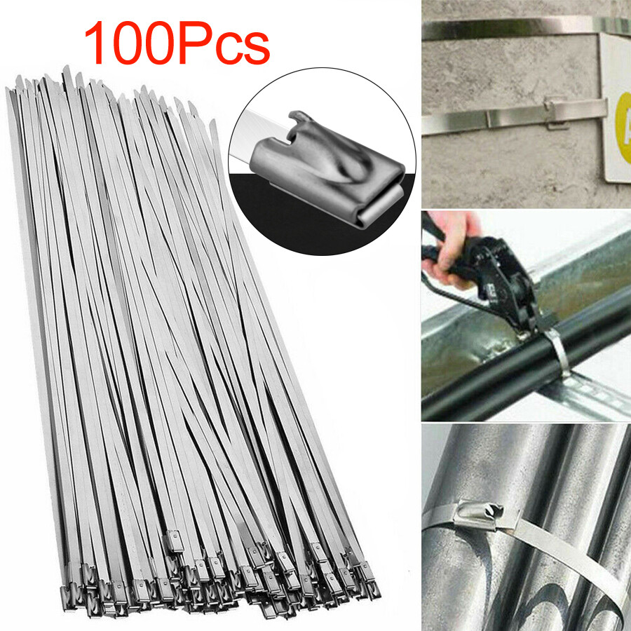 100Pcs Metal Zip Ties Stainless Steel Heavy Duty Self-Locking Cable Ties 150mm 100Pcs Metal Zip Ties Stainless Steel Heavy Duty Self-Locking Cable Ties 150mm