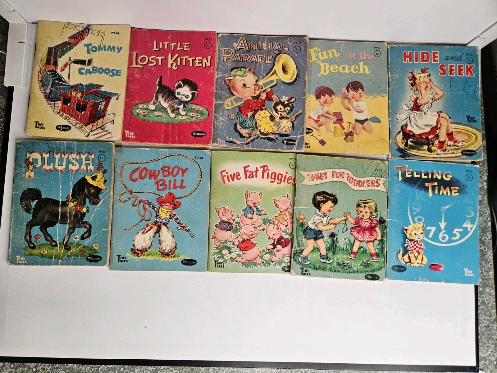 Vintage Whitman Tiny Tales Book Lot of 10 Tommy Caboose Plush Cowboy Bill Fun At