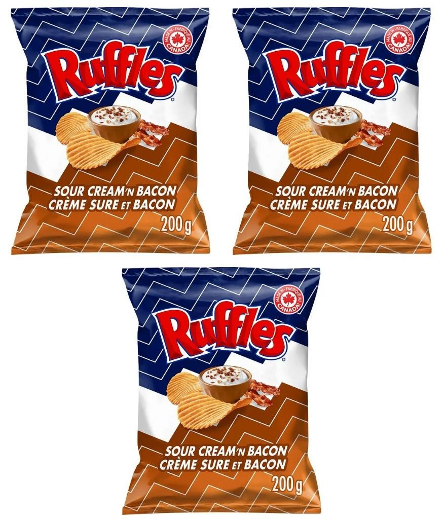 Ruffles Sour Cream \'n Bacon Flavored Potato Chips, 200g (3 Pack) Ruffles Sour Cream \'n Bacon Flavored Potato Chips, 200g (3 Pack)