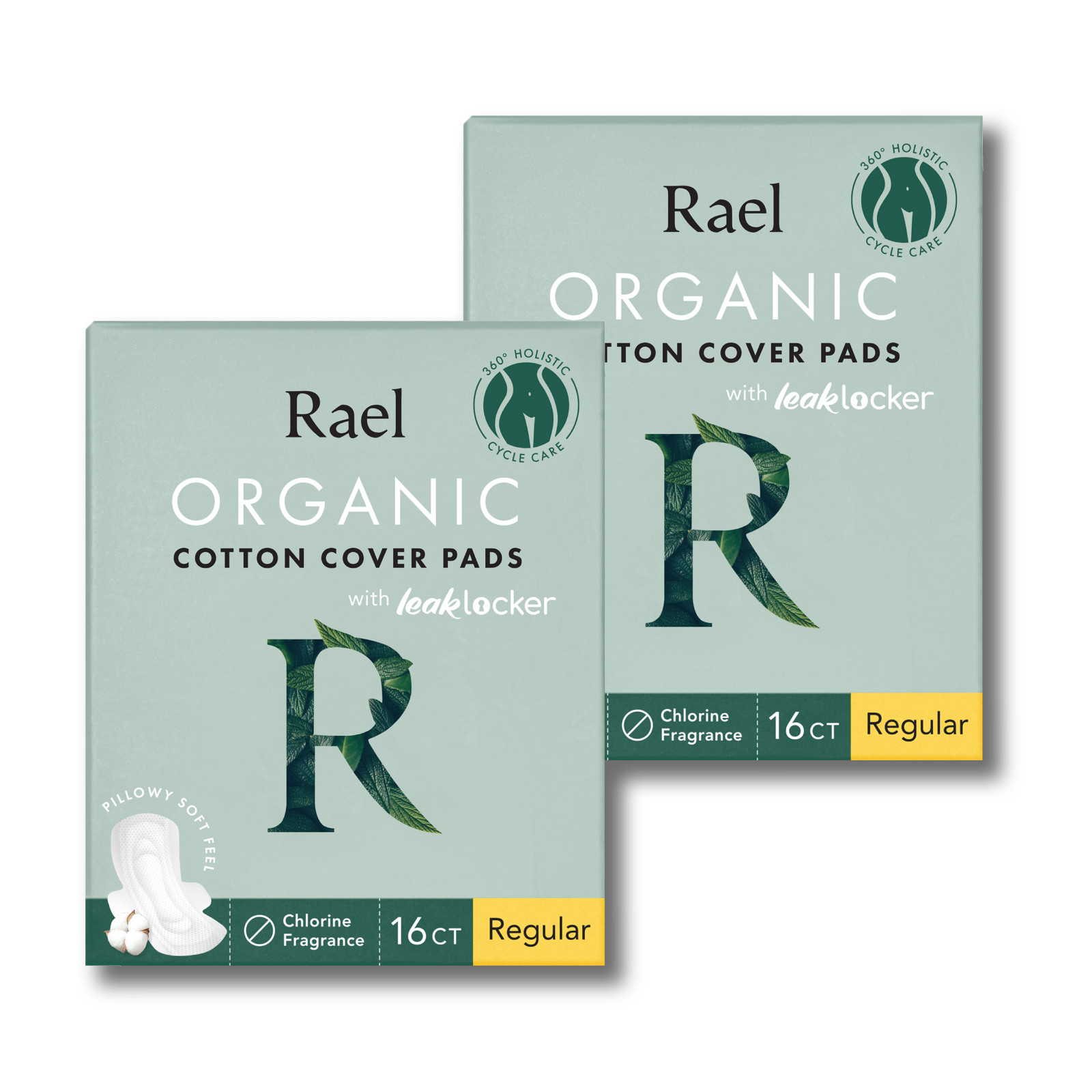 Rael Organic Cotton Cover Sanitary Napkins With Wings, Unscented, Regular Size