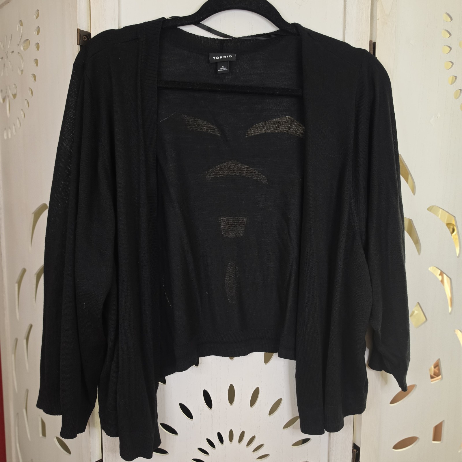 Torrid Women\'s Crop Top Long Sleeve Open Cardigan Black Size 4