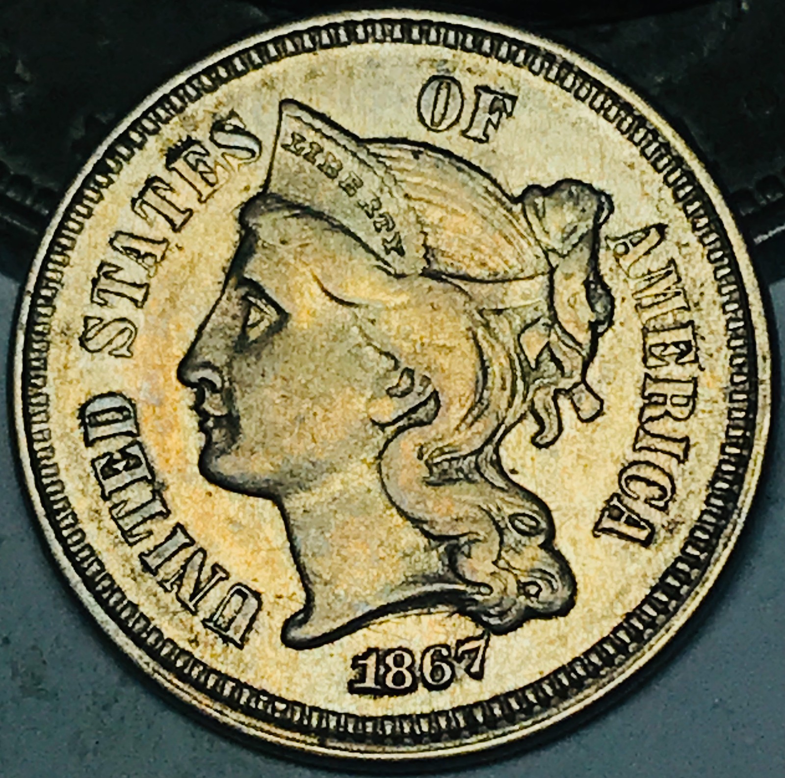 1867 Three Cent Nickel Piece 3C Ungraded Choice Civil War Era US Coin CC31324 1867 Three Cent Nickel Piece 3C Ungraded Choice Civil War Era US Coin CC31324