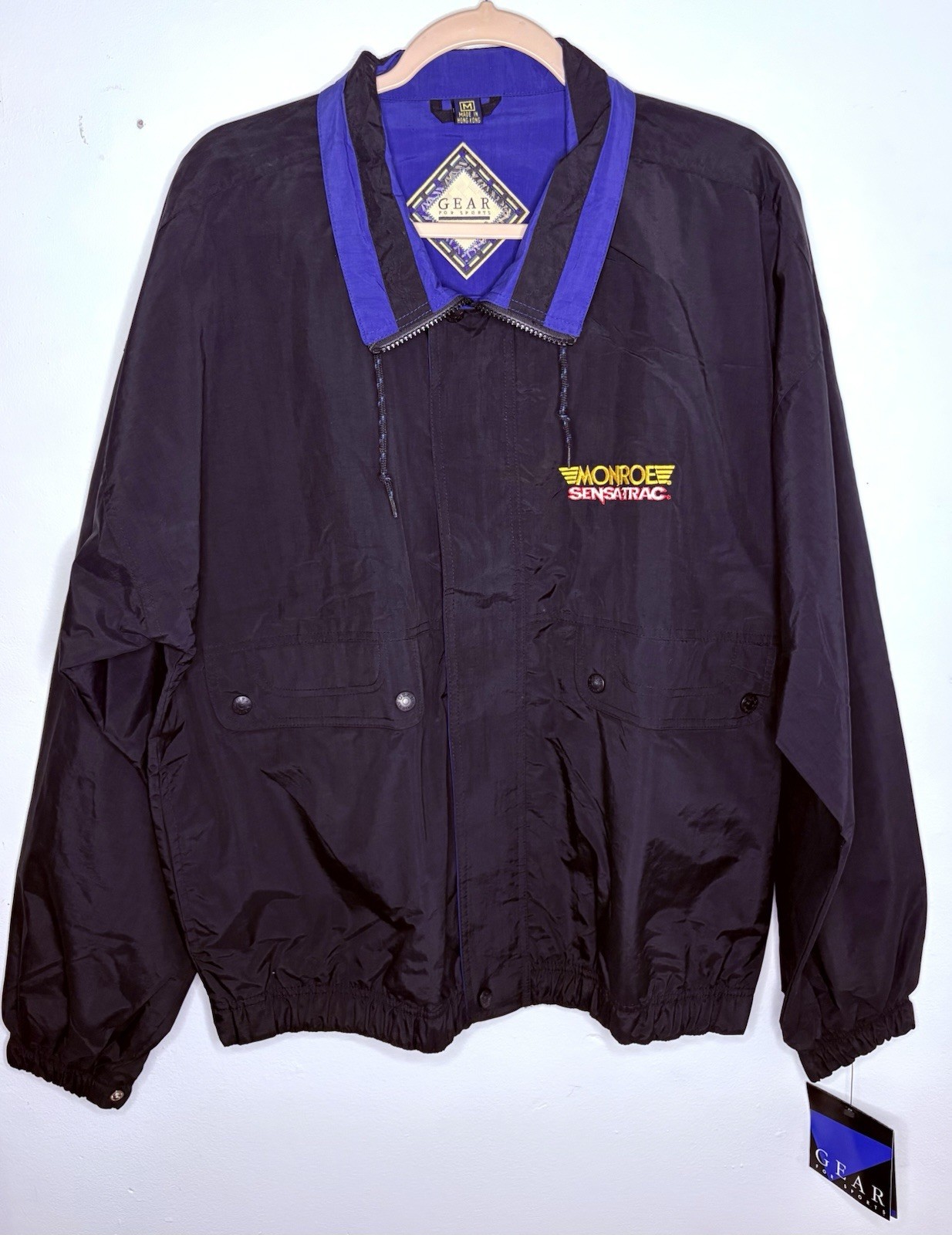 Vintage 1980s Monroe Shocks Black midweight 80s Zipup Jacket Vintage 1980s Monroe Shocks Black midweight 80s Zipup Jacket