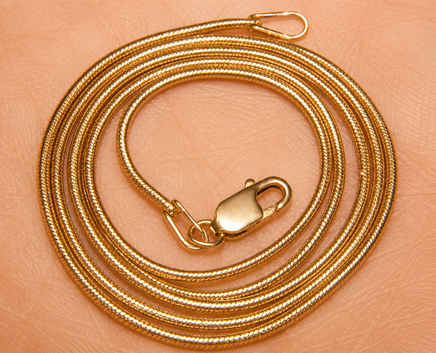 14K YELLOW GOLD MATTE 1MM THIN SNAKE CHAIN NECKLACE 18 INCH LONG