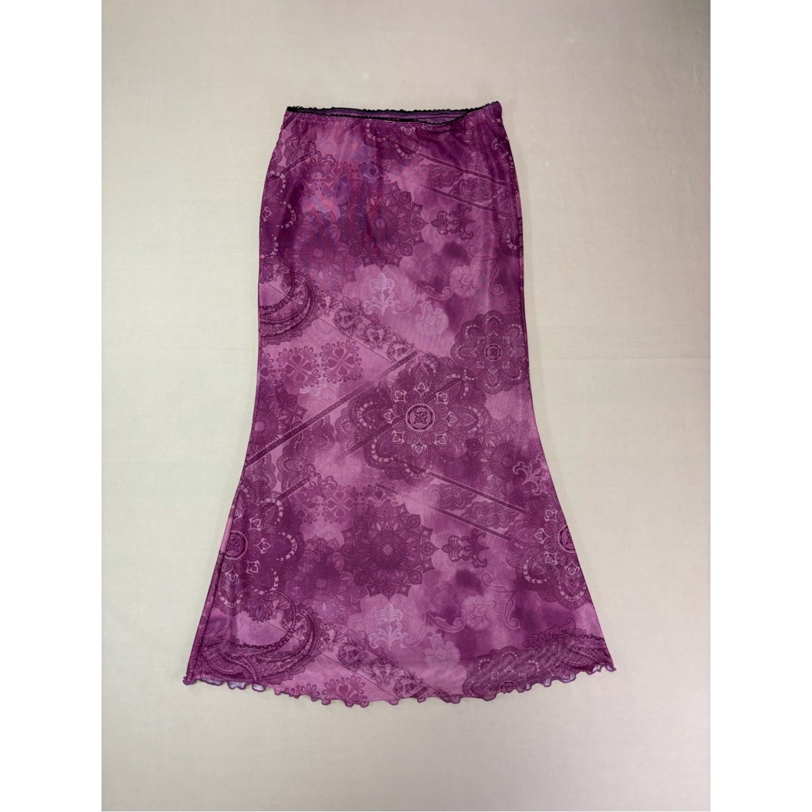 ROMWE Y2K Whimsigoth Purple Lace-Print Midi Skirt Women’s Medium ROMWE Y2K Whimsigoth Purple Lace-Print Midi Skirt Women’s Medium