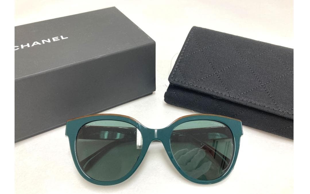 CHANEL 5414-A Sun Green Lens Italy Authentic Women Full-Rim Designer CHANEL 5414-A Sun Green Lens Italy Authentic Women Full-Rim Designer