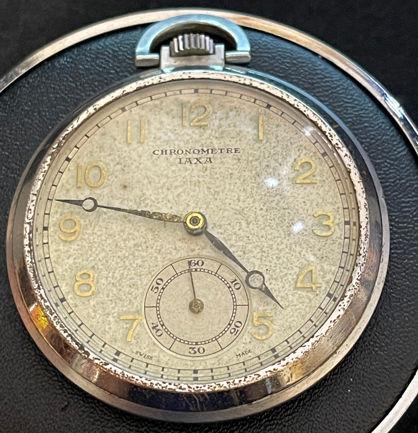 Vintage Swiss Chronometre IAXA Haute Precision Pocket Watch Art Deco c. 1930