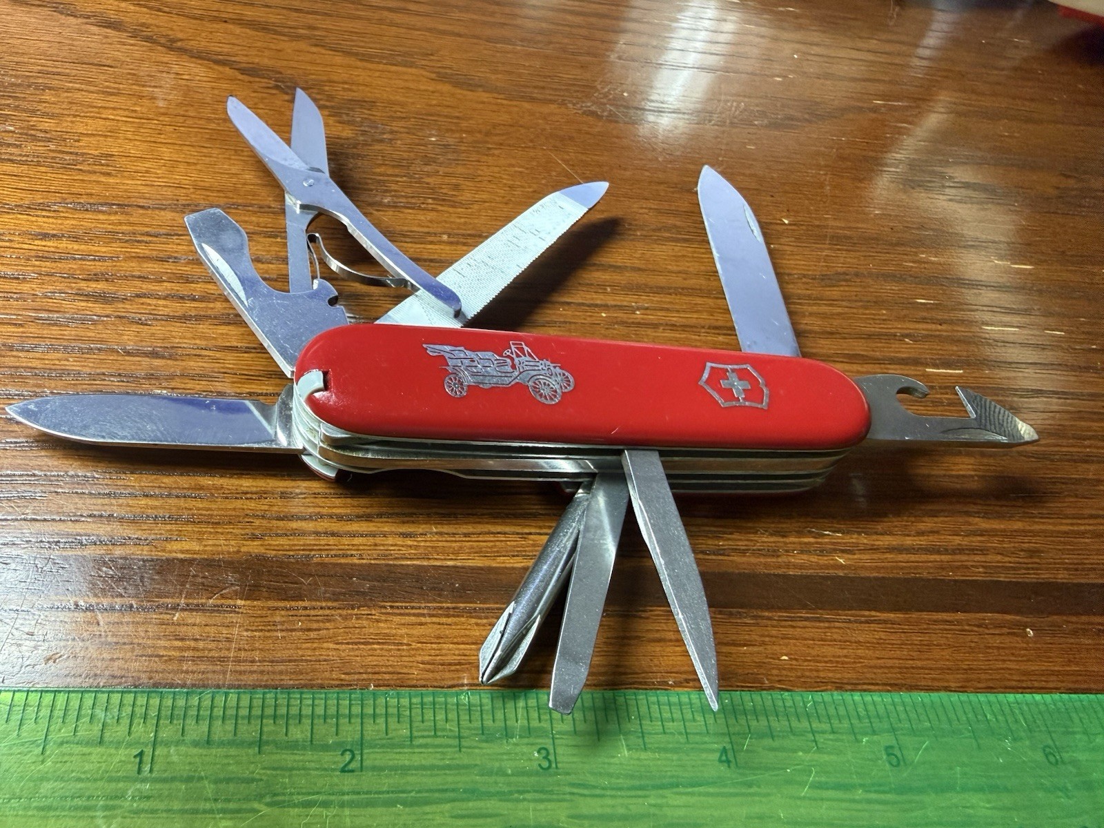 1976-1986 Victorinox Grand Prix 91mm Swiss Army Knife Red Antique Car 4 Layered
