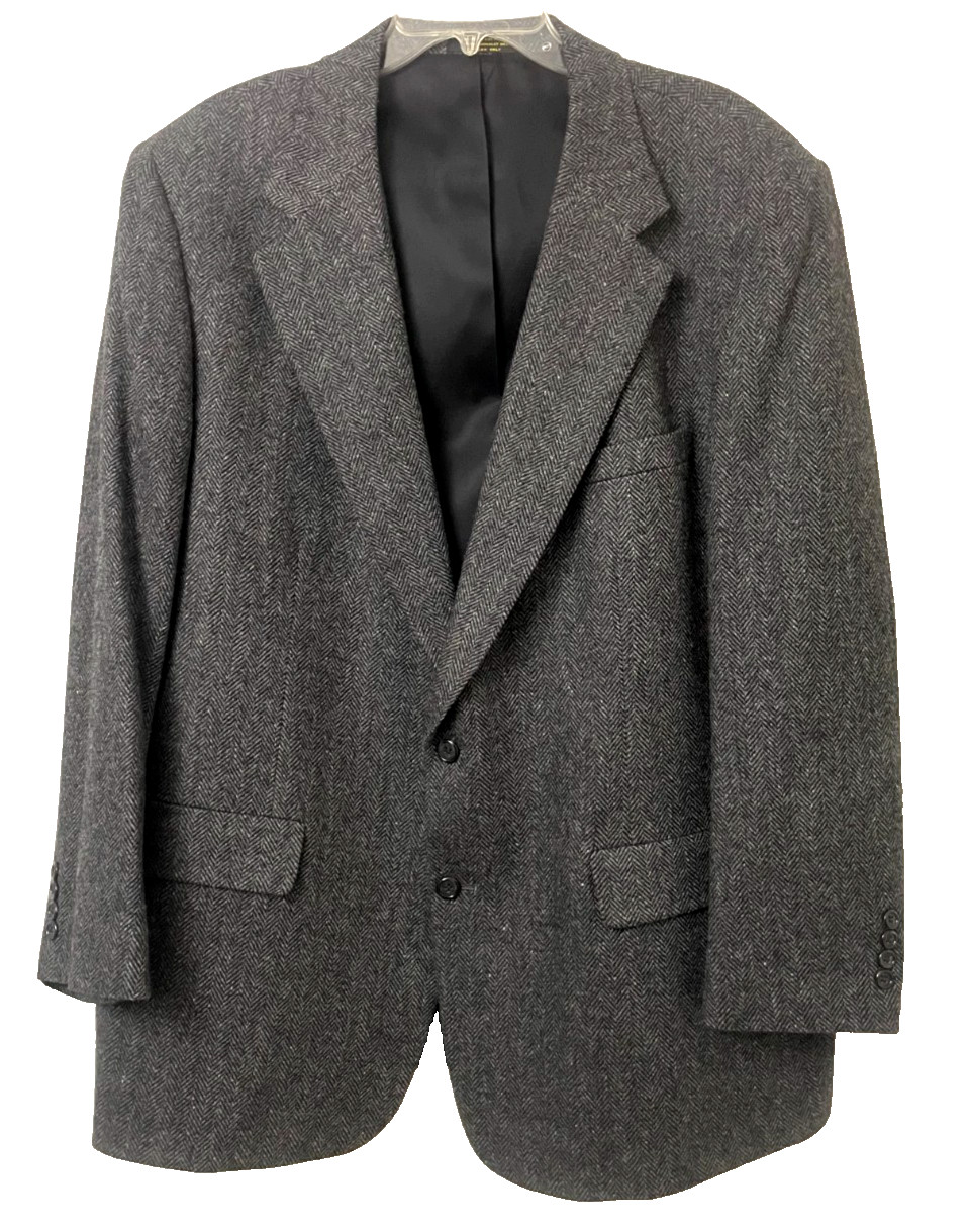 Domenico Vtg Men\'s Black Houndstooth Wool Notch Lapel 2 Button Sport Coat 50R Domenico Vtg Men\'s Black Houndstooth Wool Notch Lapel 2 Button Sport Coat 50R