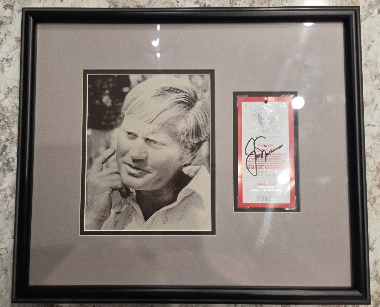 Jack Nicklaus SIGNED 1996 PGA Championship Ticket - Framed with COA