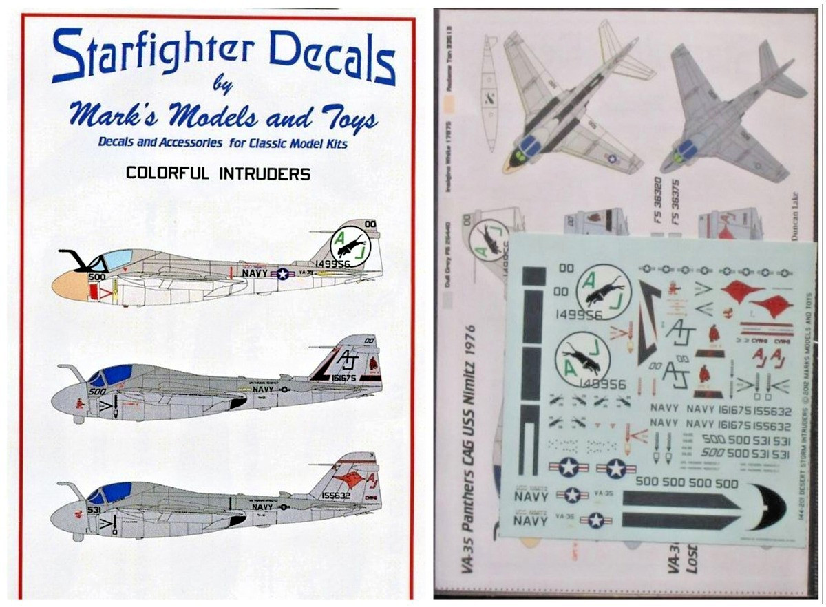 Starfighter 1/144 Colorful A-6 Intruders Panthers, Tigers, Road Runners Decals