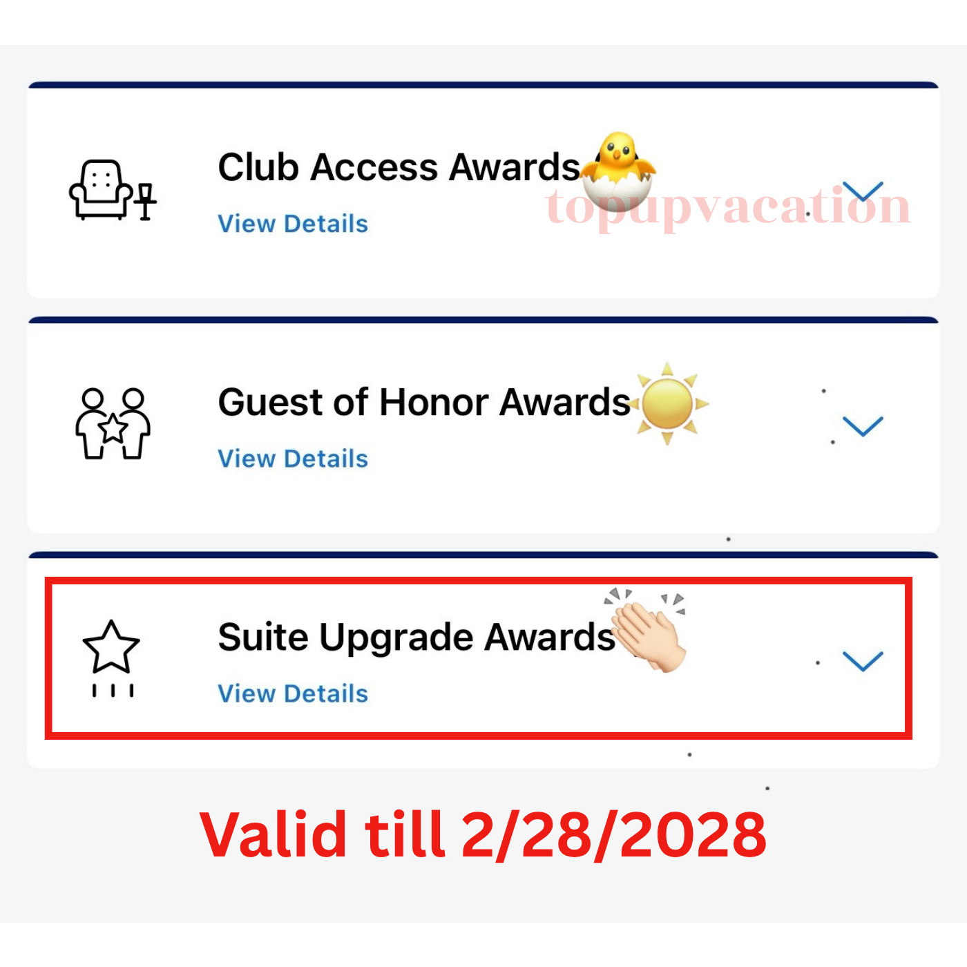 Hyatt Suite Upgrade Award SUA Valid 2/29/2028