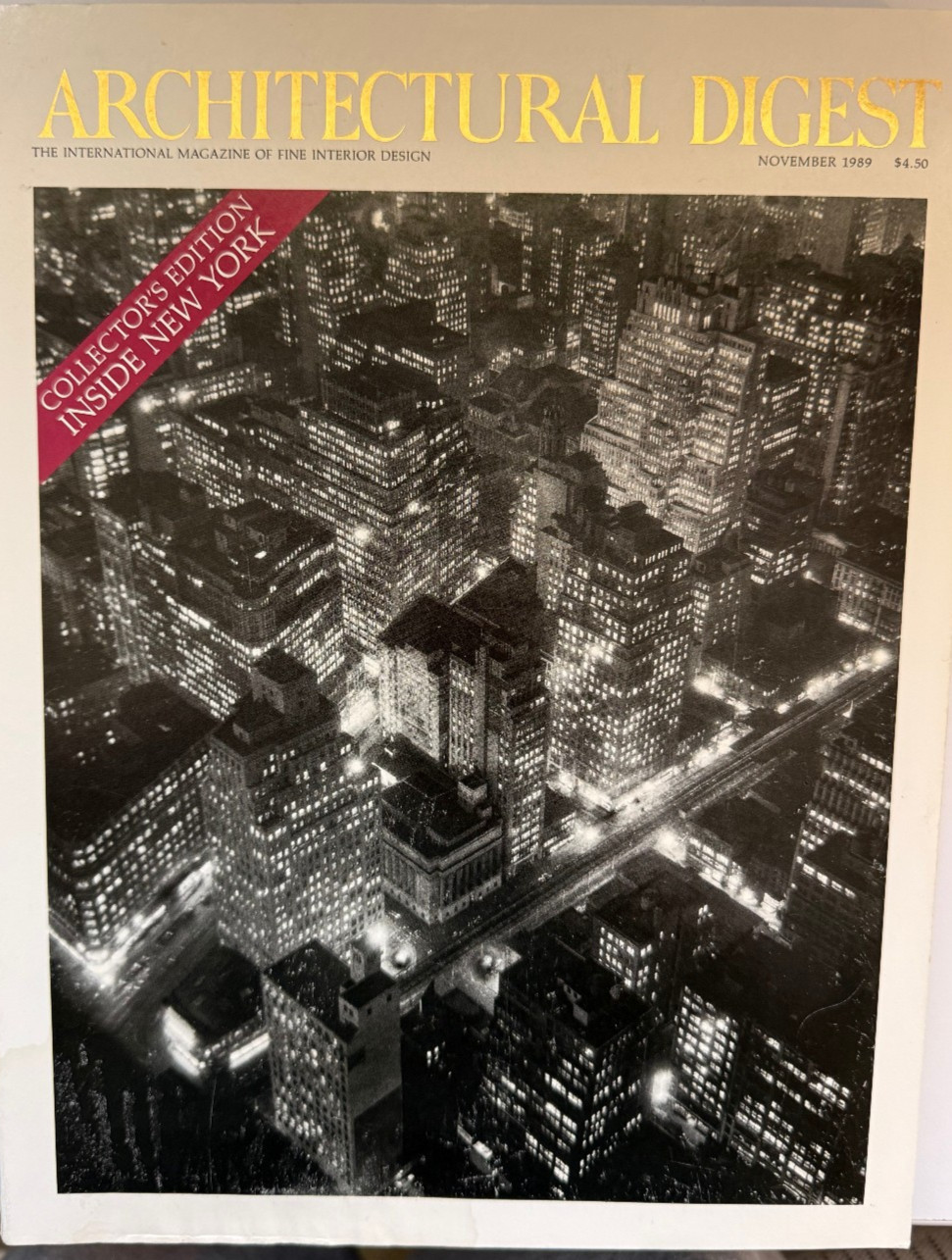 Architectural Digest November 1989 Collector's Edition INSIDE NEW YORK 325 pages Architectural Digest November 1989 Collector's Edition INSIDE NEW YORK 325 pages