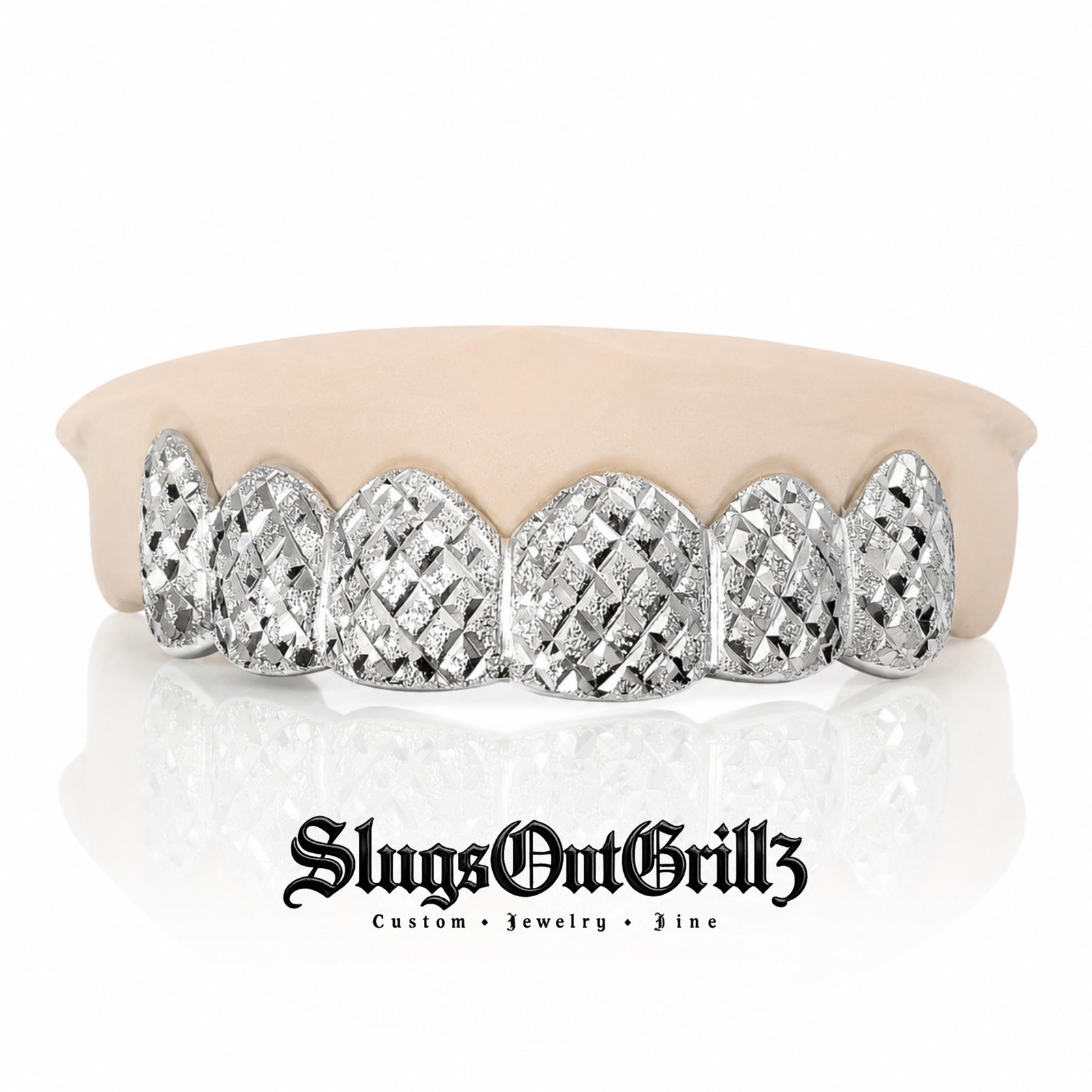 Custom 6pcs Diamond Cuts with Diamond Dust Grillz (925 Sterling Silver/Free Mold