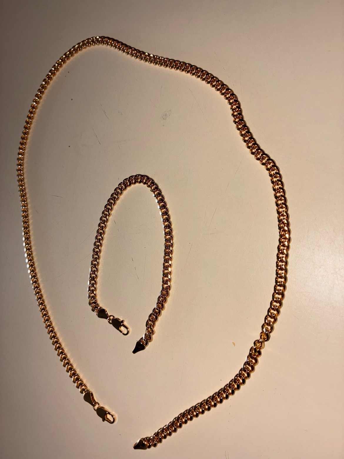 14K Gold Plated Miami Cuban Chain + Bracelet Set 5mm 22in 8in – New 14K Gold Plated Miami Cuban Chain + Bracelet Set 5mm 22in 8in – New