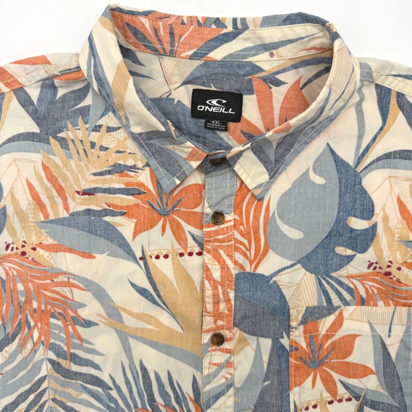 O\'Neill Shirt Mens XXL Burnt Orange Tropical Floral SU9104101 Modern Fit Cotton