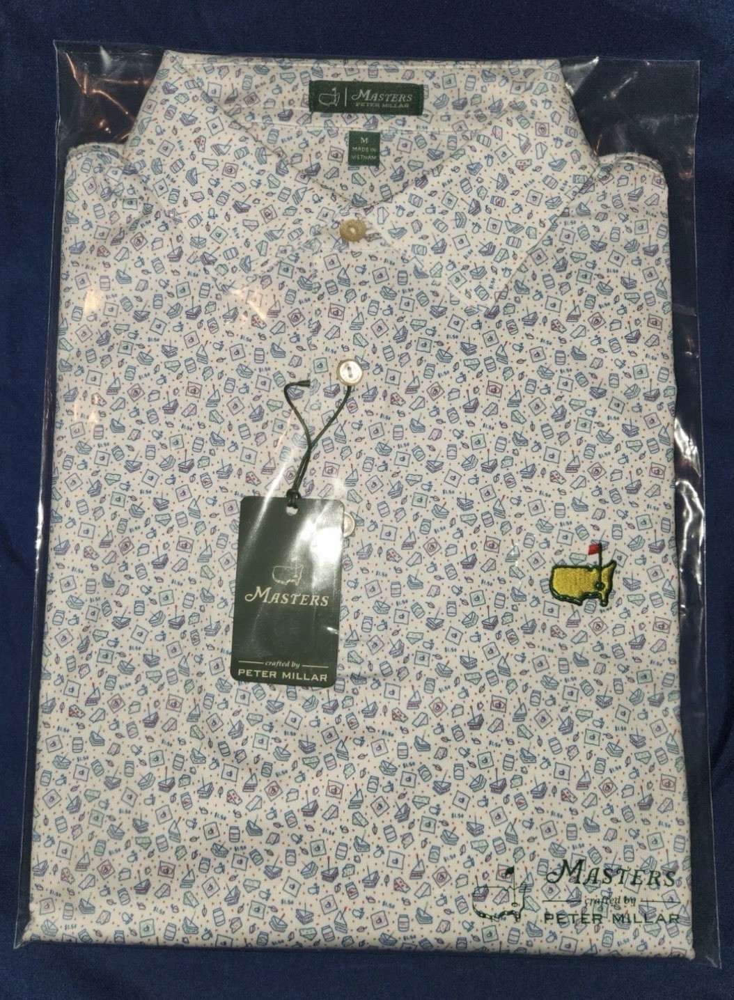 2026 Masters Peter Millar White CONCESSIONS POLO Golf Shirt  Mens M