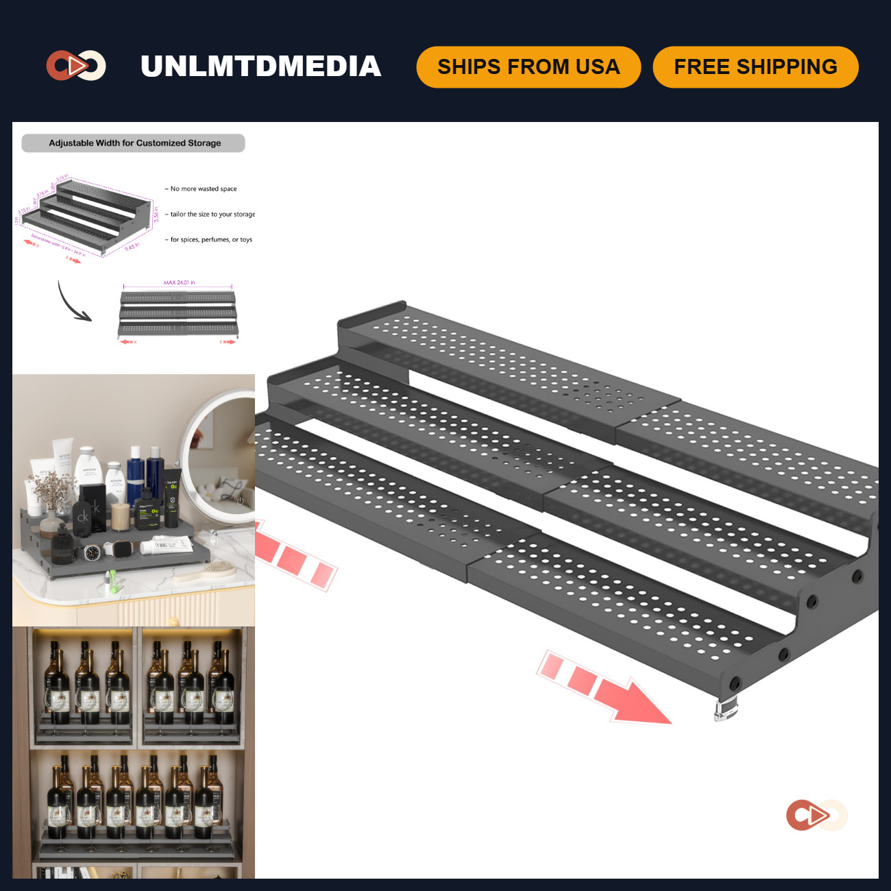 Expandable 3-Tier Heavy Duty Spice Rack Organizer for Kitchen, Pantry & Countert Expandable 3-Tier Heavy Duty Spice Rack Organizer for Kitchen, Pantry & Countert