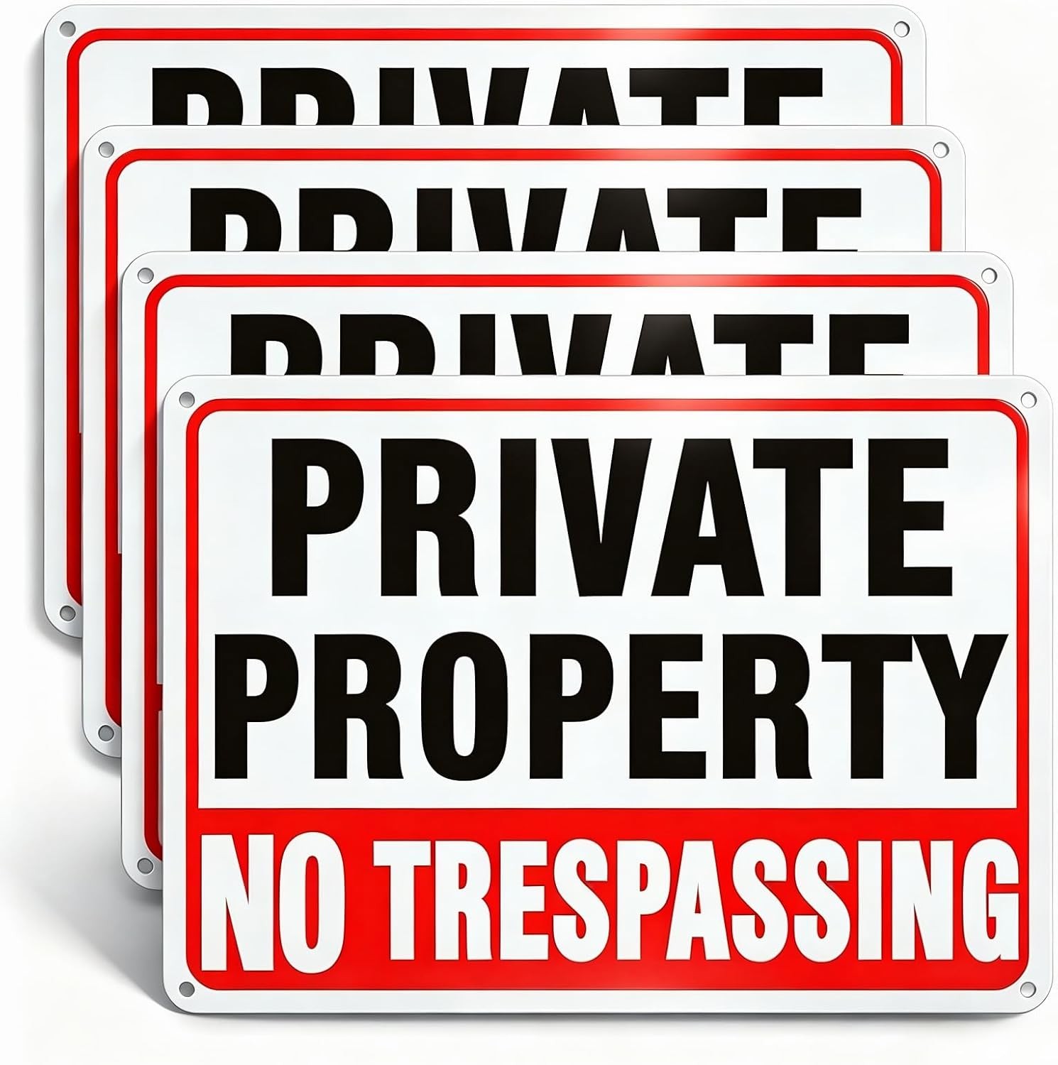 4 Pack Large No Trespassing Signs Private Property, 10x7 Inch Rust Free Aluminum 4 Pack Large No Trespassing Signs Private Property, 10x7 Inch Rust Free Aluminum