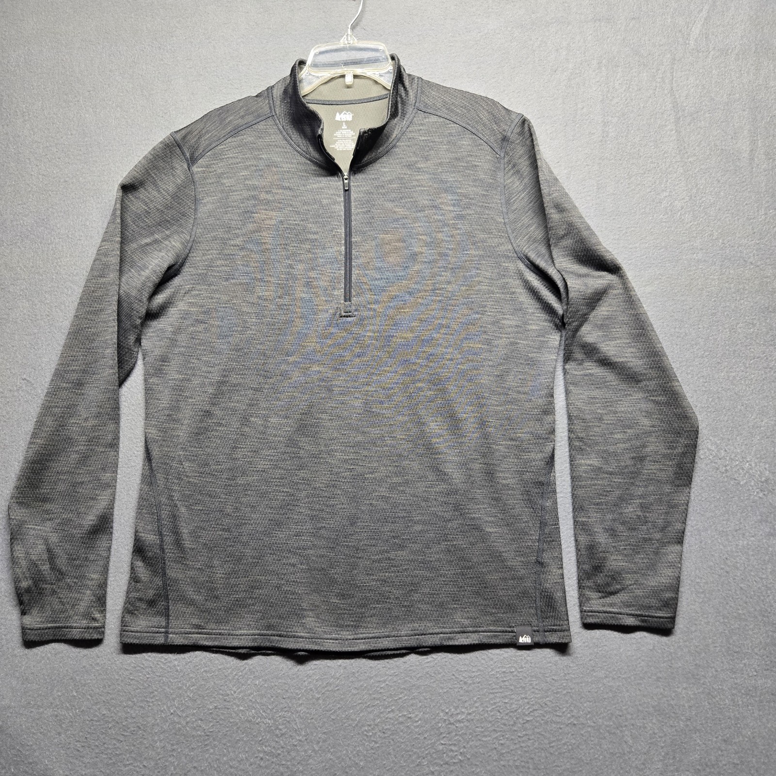 Rei Co-Op Men\'s Large Gray Quarter Zip Pull Over Shirt Rei Co-Op Men\'s Large Gray Quarter Zip Pull Over Shirt